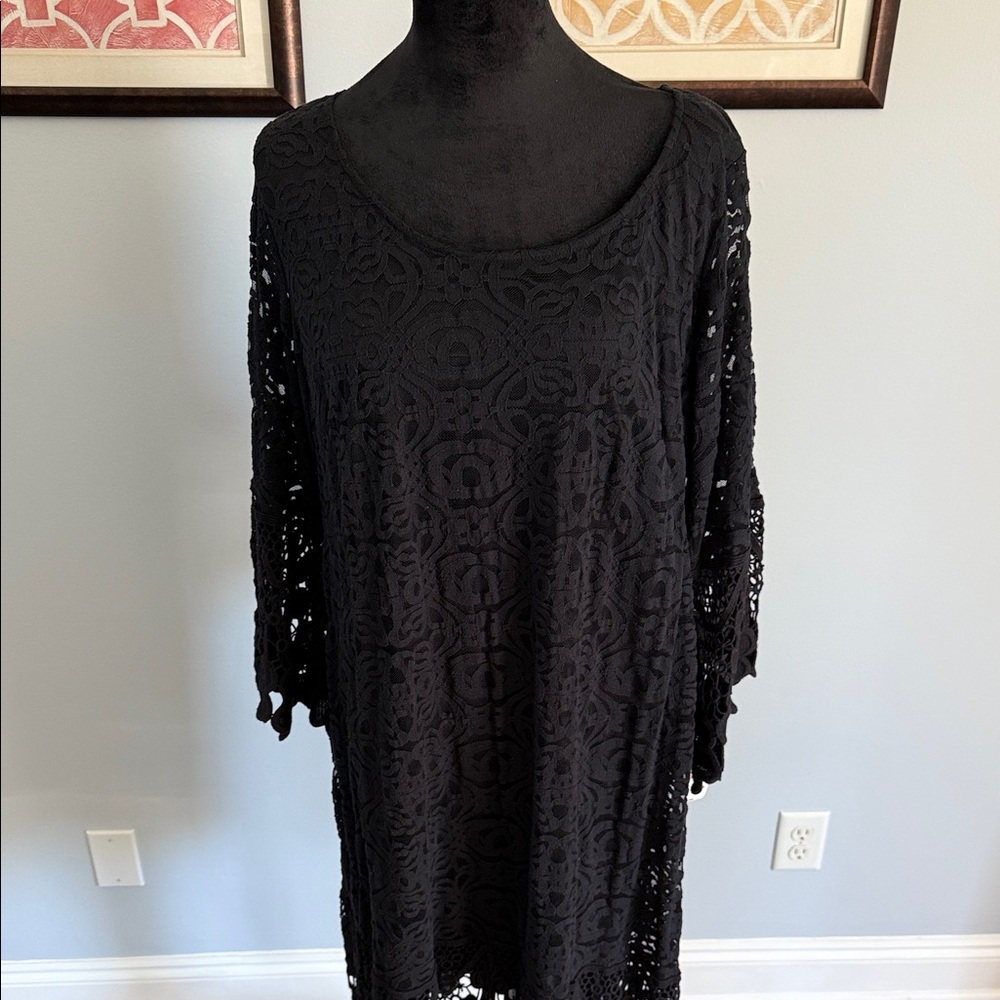 Alfani Elegant Black Lace Long Sleeve Dress